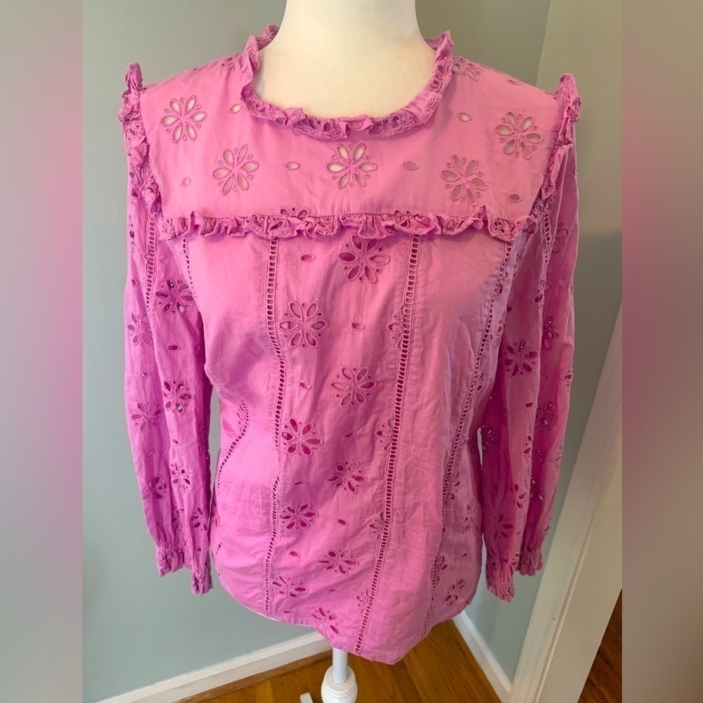 J. Crew pink lace Spring tunic, size M